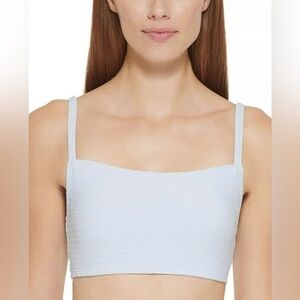 DKNY Women's Textured Bralette Bikini Top Women's Swimsuit Blue